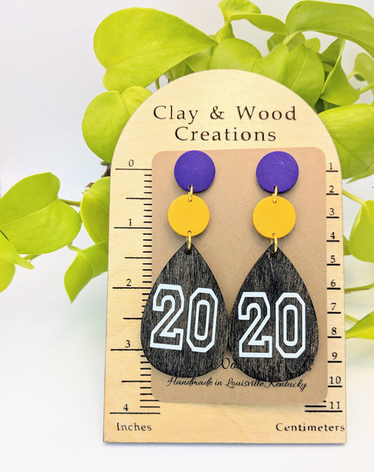 Customizable Wooden & Clay Football Earrings