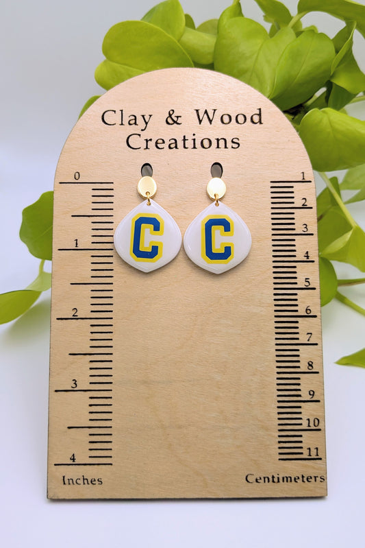 School Spirit Dangle Earrings - Customizable 'C' Design for Any School! 🏫🎉