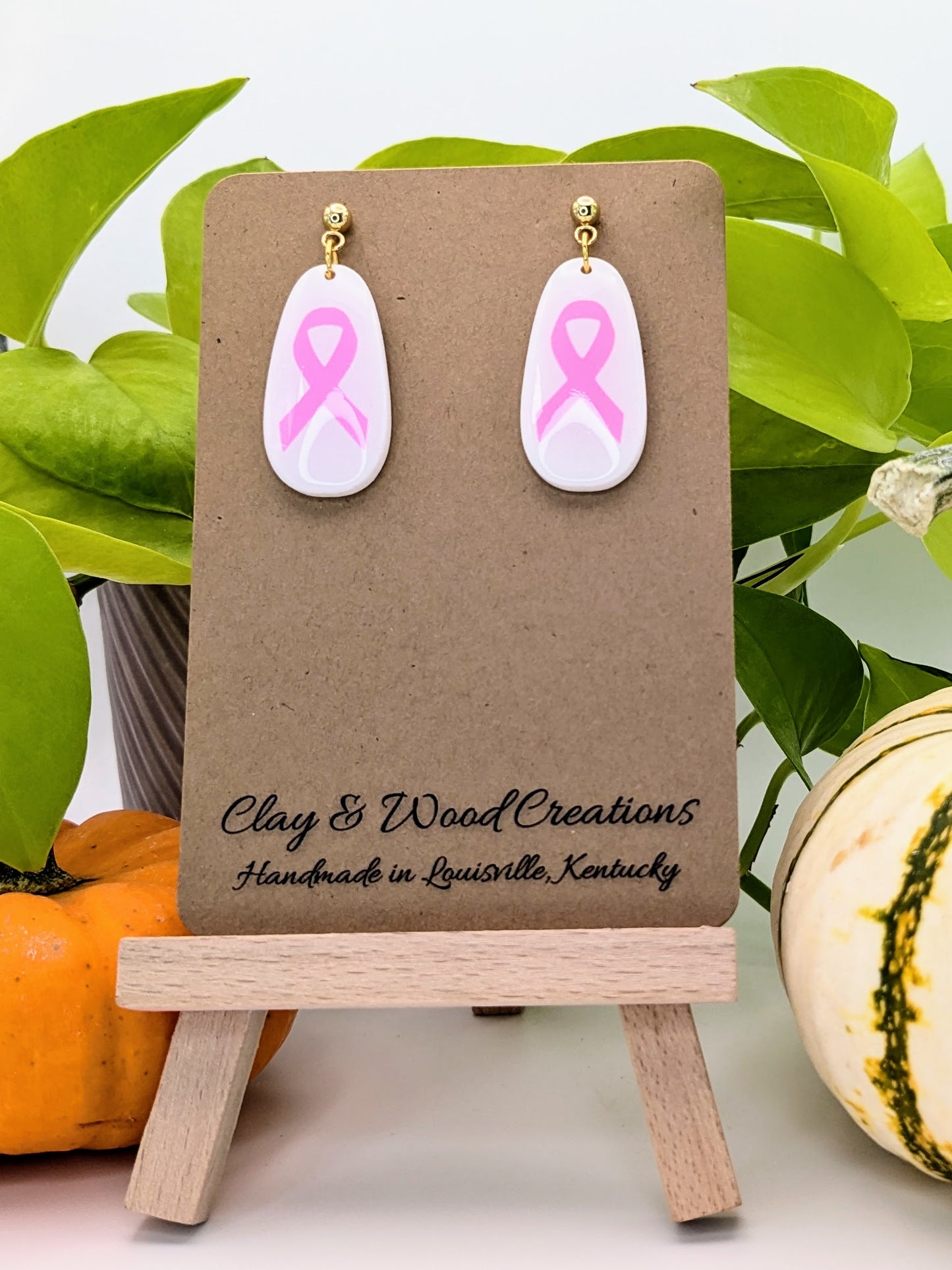 Pink Ribbon Earrings for Breast Cancer Awareness 🎀