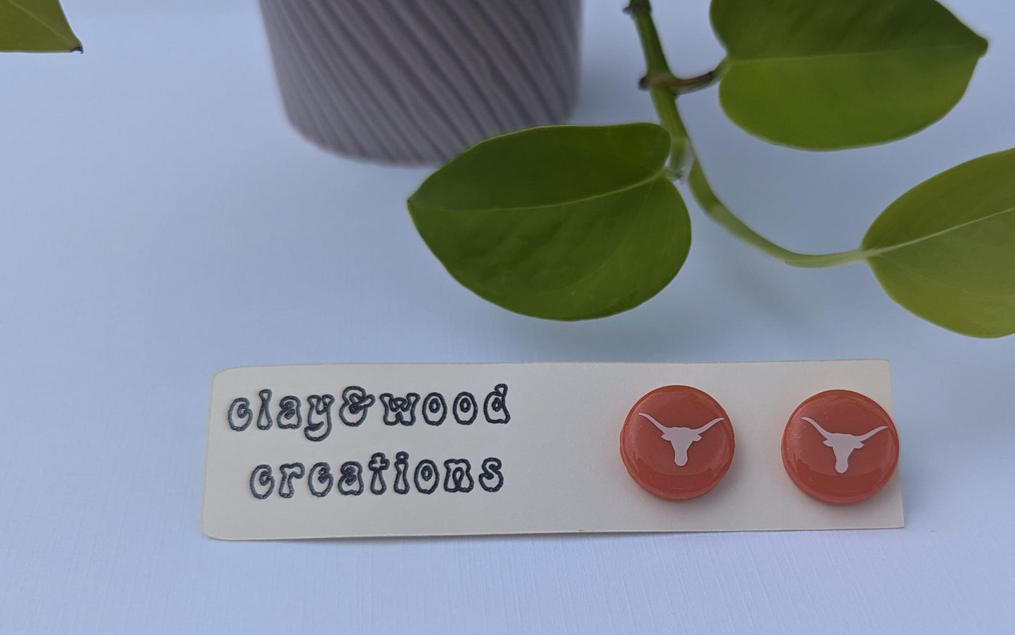 Texas Longhorn Earring Studs |  Gifts for Her | Game Day Earrings | Longhorn Earrings | Texas Longhorn Spirit Wear